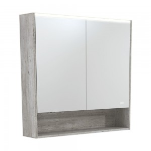 Fie LED Mirror Cabinet with Display Shelf & Industrial Side Panels 900